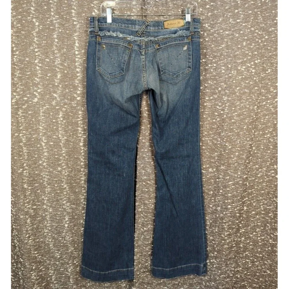 Vintage Y2K Allen B‎ Schwartz Frayed Embellished Flare Denim Jeans Women's 29